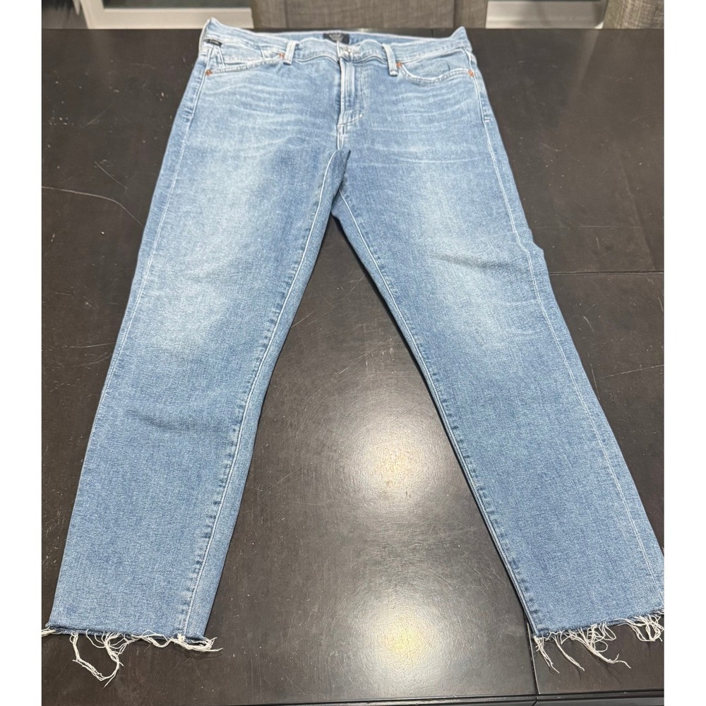 Citizens of Humanity Rocket Crop High Rise Jeans Light Wash Raw Hem 29